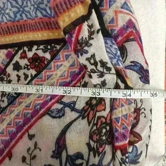 Fringe Trimmed Multi-colored Wrap/Kimono—One Size - Picture 7 of 10